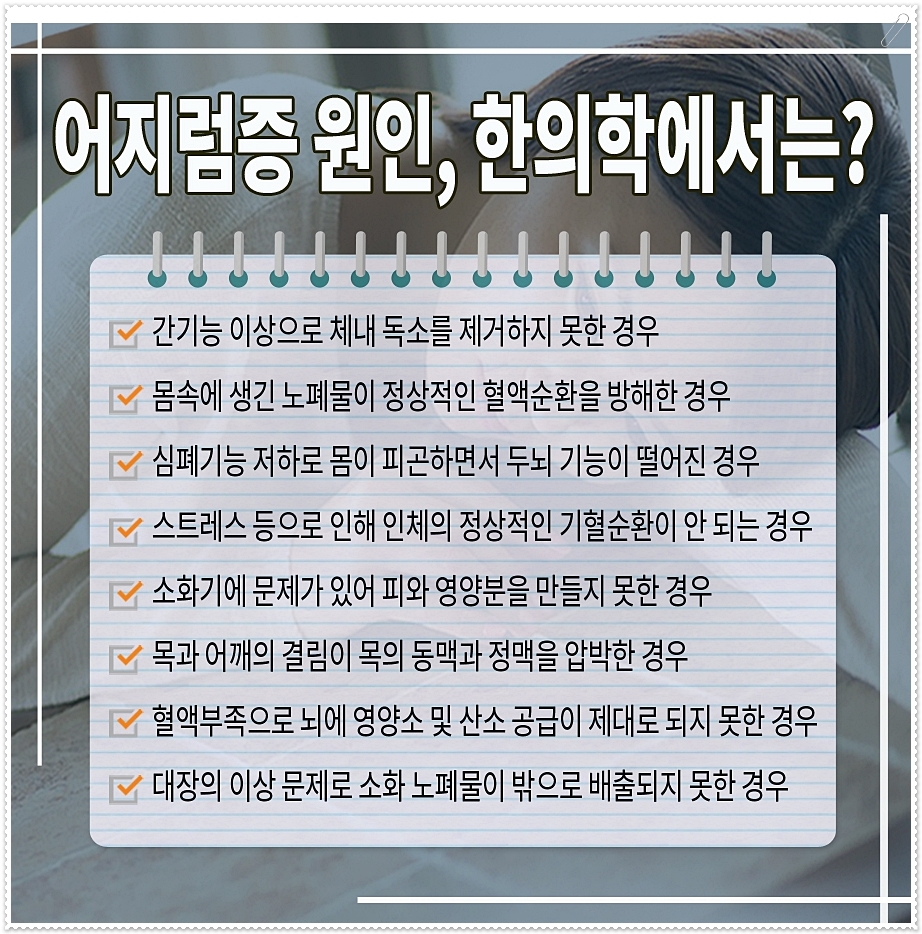 어지럼증의 한의원적 원인을 설명하고 있는 이미지