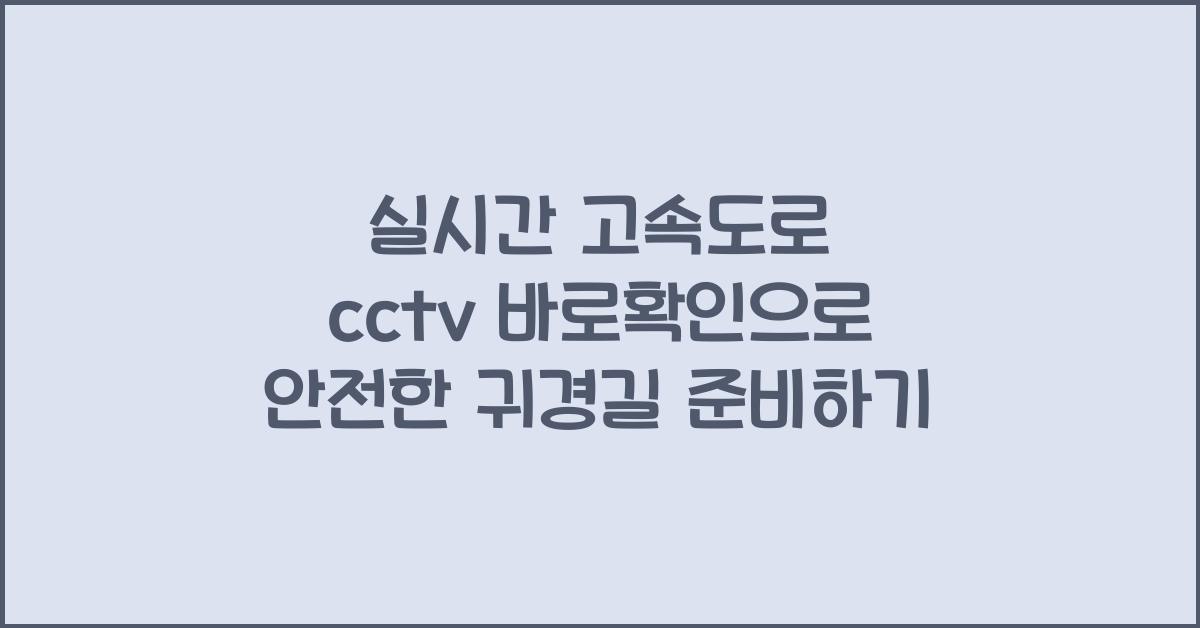 실시간 고속도로 cctv 바로확인