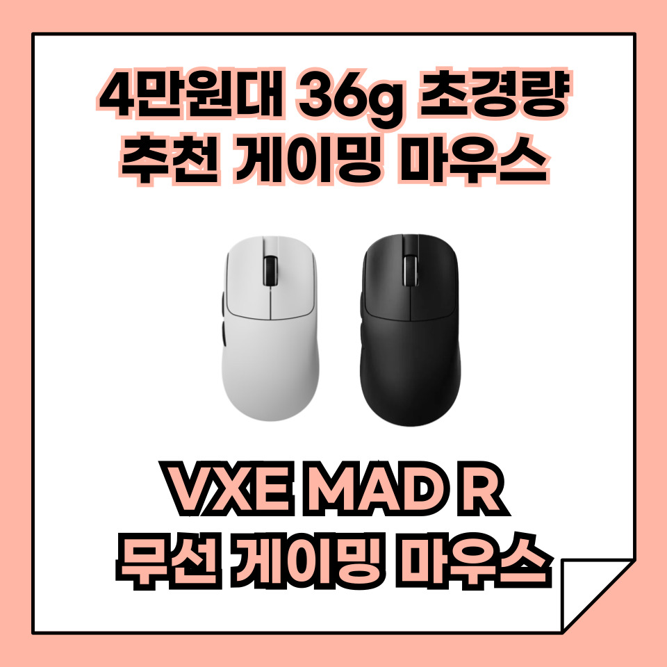 4만원대 36g 초경량 무선 게이밍 마우스 추천, VXE MAD R