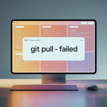 git pull 실패한 모니터 모습 이미지