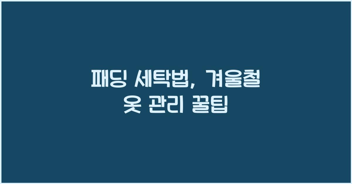 패딩 세탁법