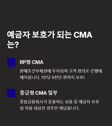 예금자 보호가 되는 cma 는?