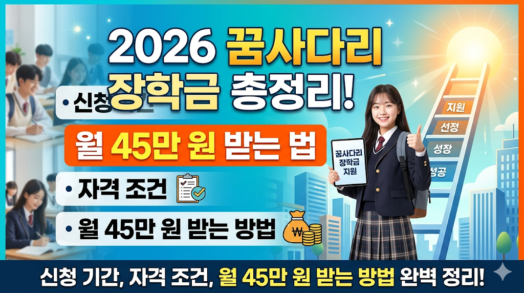 2026 꿈사다리 장학금 신청 기간 자격 조건 및 월 45만 원 받는 방법 총정리