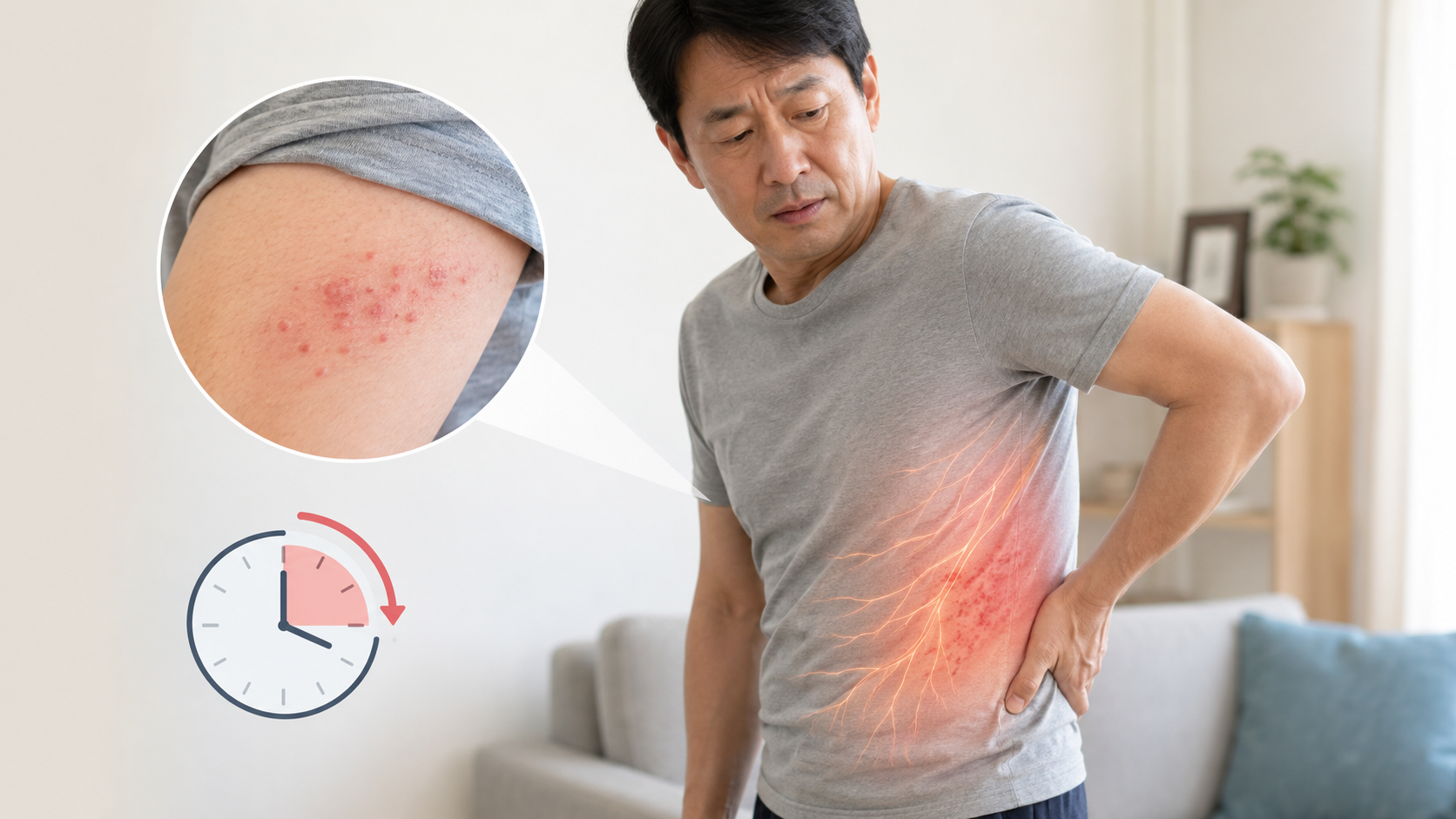 몸 한쪽의 찌릿한 통증과 붉은 발진으로 확인하는 대상포진 초기증상과 발진 후 72시간 조기치료