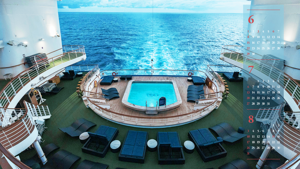07 크루즈선 수영장 B - 2025년7월 노트북배경화면
