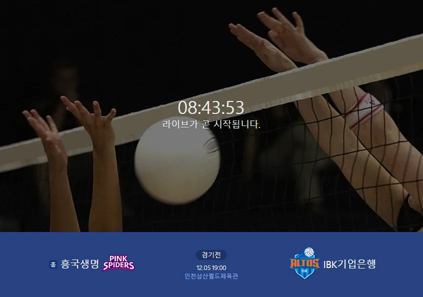 여자배구 일정 흥국생명 IBK기업은행 중계