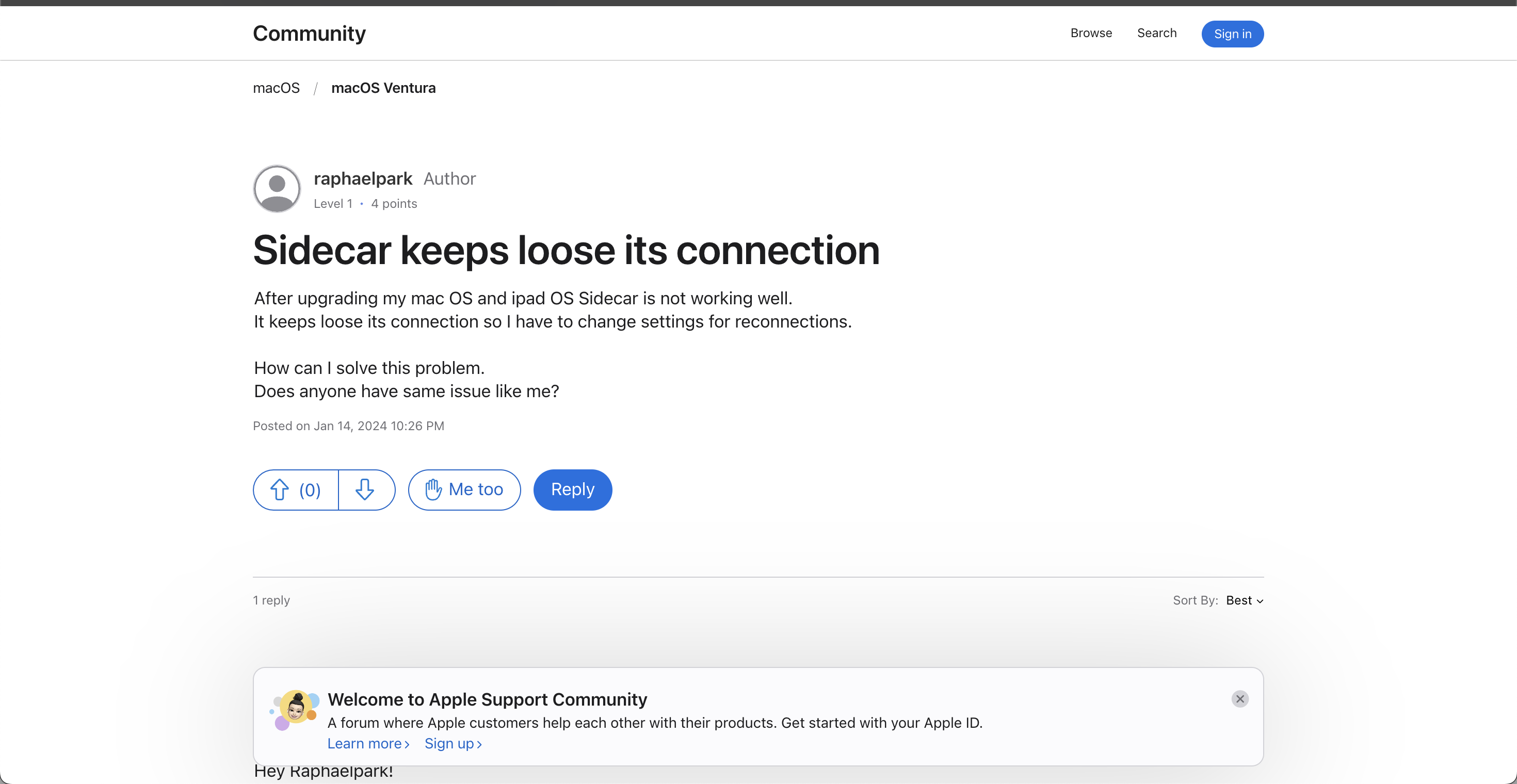 애플 커뮤니티 질문하기