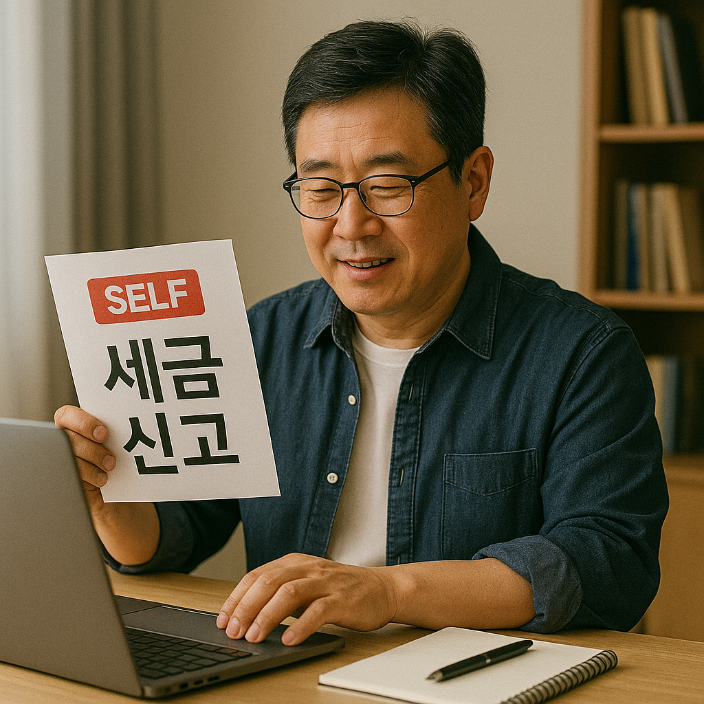 셀프로 세금 신고 하는 장면