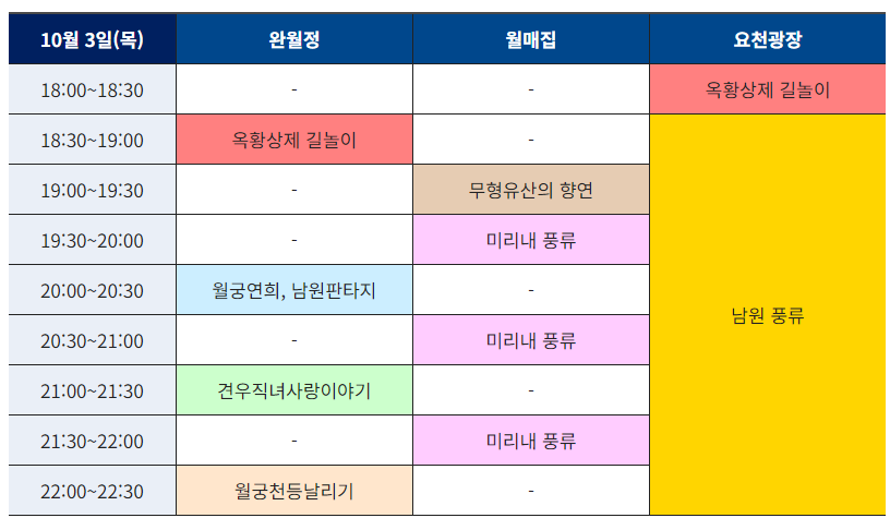 남원야행 프로그램 일정