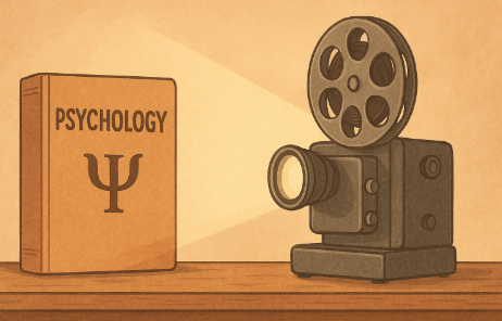 영사기와 두꺼운 심리학 서적