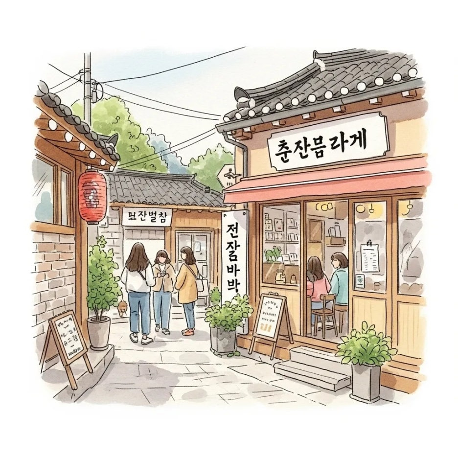 수국사 근처 은평구의 정겹고 활기찬 거리 풍경.