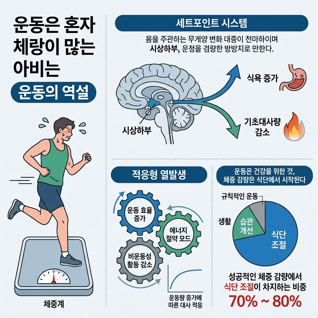 살이 안 빠지는 이유 (운동의 역설, 칼로리 항상성, 지속가능 다이어트)