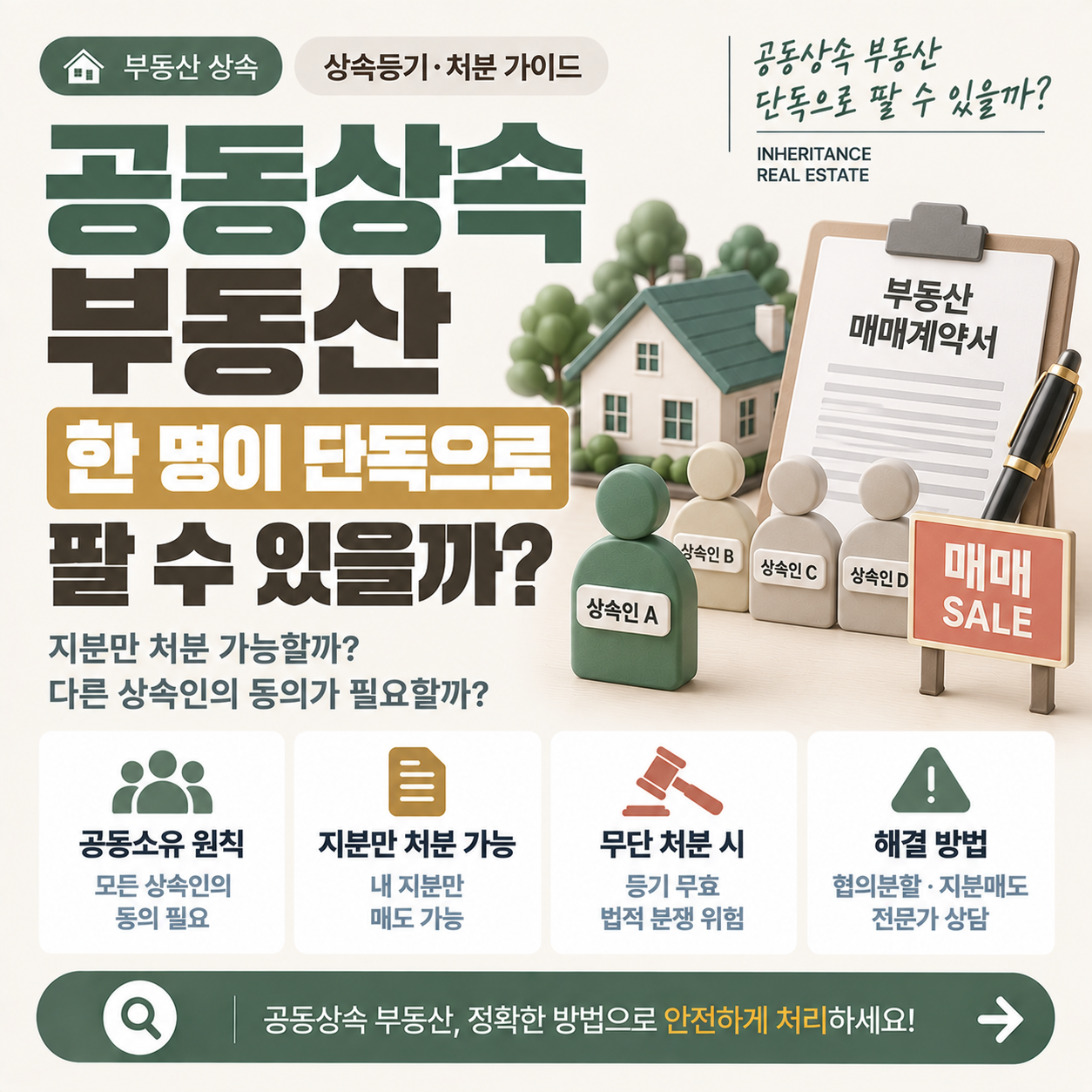 공동상속 부동산 단독 처분 가능 여부를 확인하는 이미지
