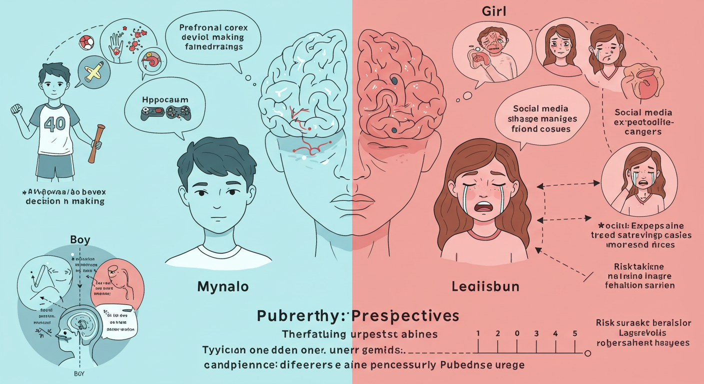 사춘기 반응 차이 관련 그림