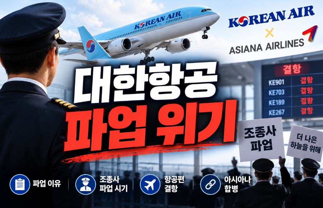 대한항공 파업 위기|이유·조종사 파업 시기·항공편 결항·아시아나 합병