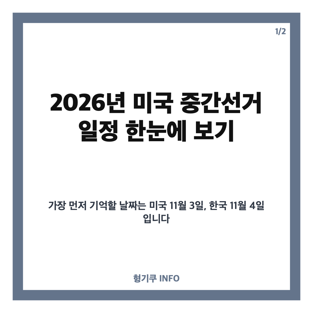 미국 중간선거 일정 2026년 11월 3일, 한국 시간 개표는 언제? 카드뉴스 1
