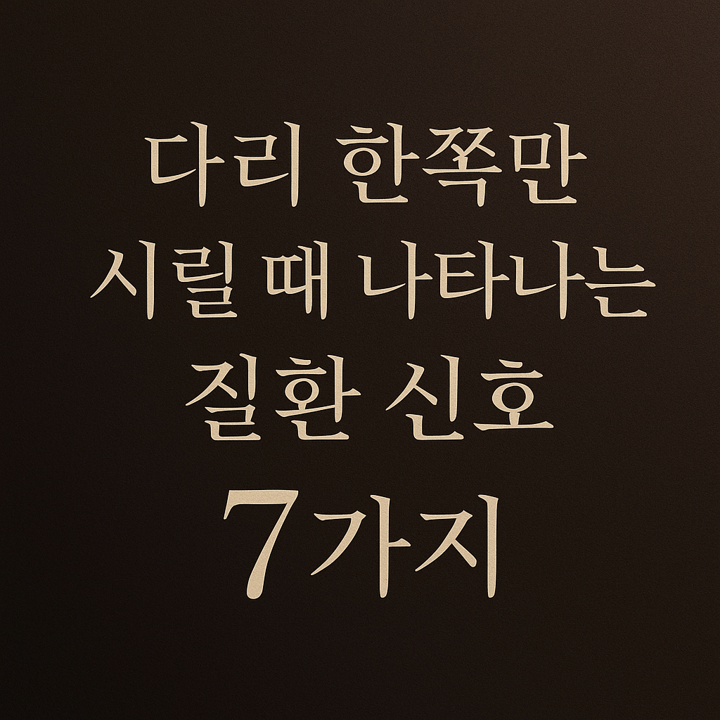 다리 한쪽만 시릴 때 나타나는 질환 신호 7가지