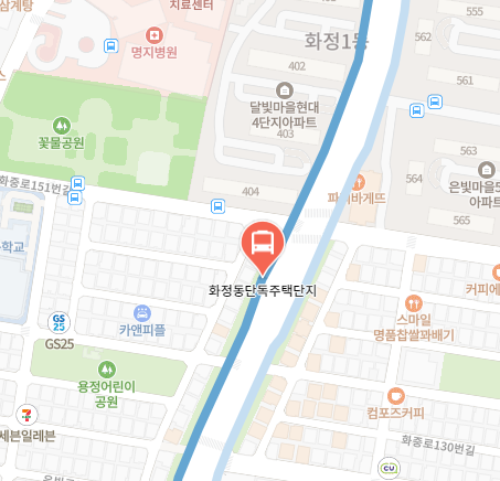 화정동단독주택단지에서 인천공항 리무진 공항버스(7400번) 지도 위치