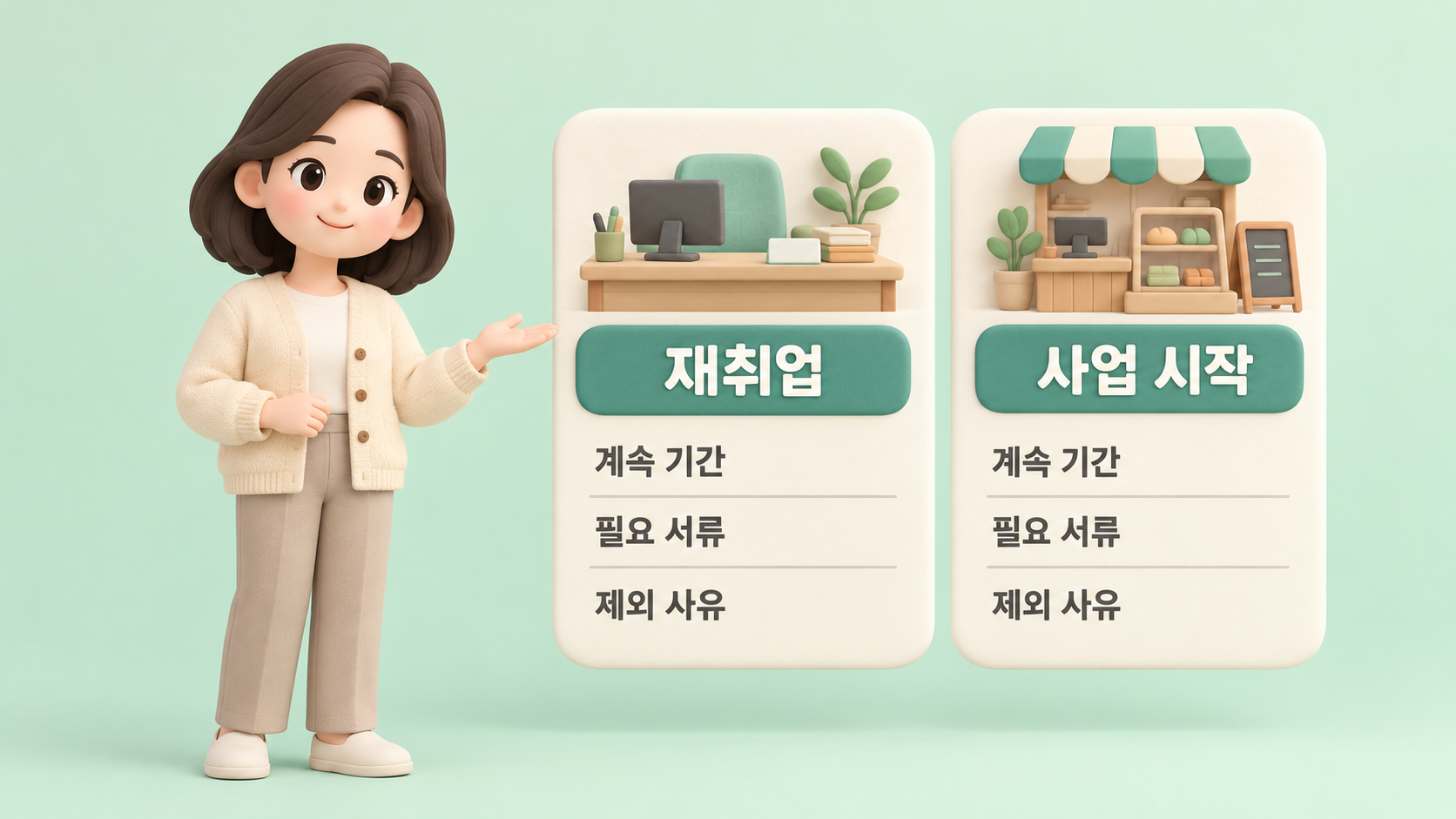 재취업과 창업 비교 카드