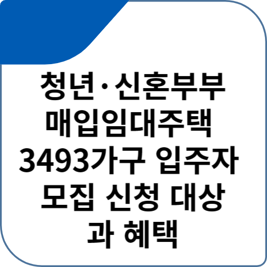 청년·신혼부부 매입임대주택 3493가구 입주자 모집 신청 대상과 혜택