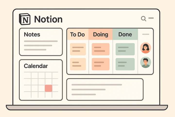 올인원 생산성 앱 Notion의 주요 기능 시각 요약