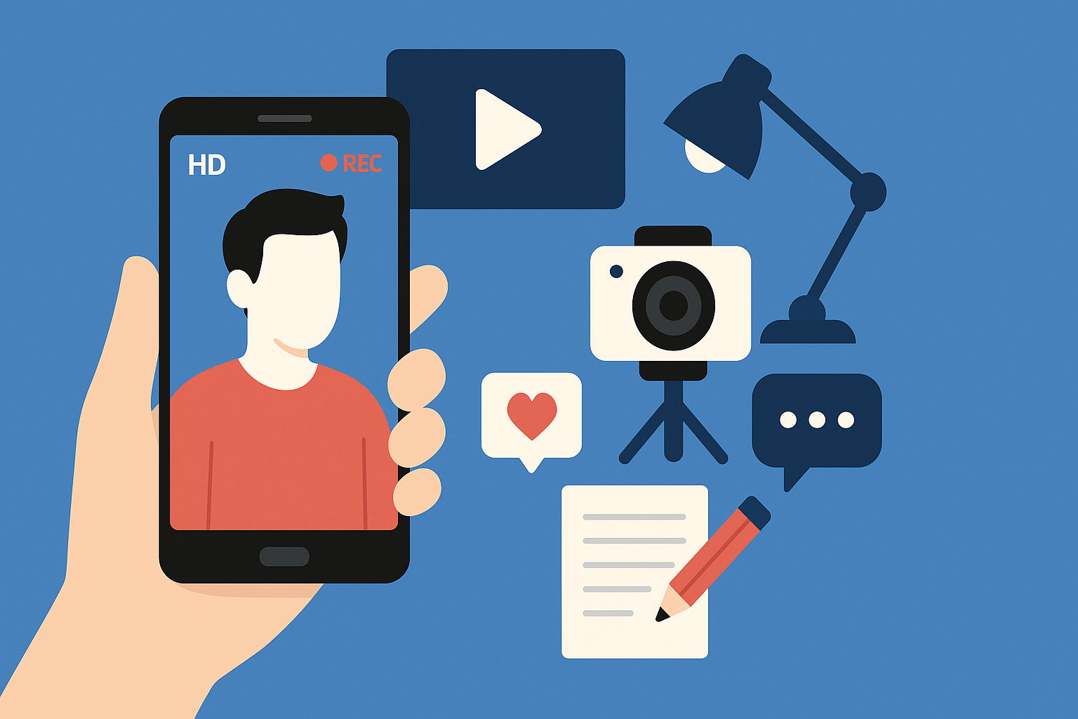 스마트폰으로 1인 콘텐츠 제작(Ai 생성이미지)