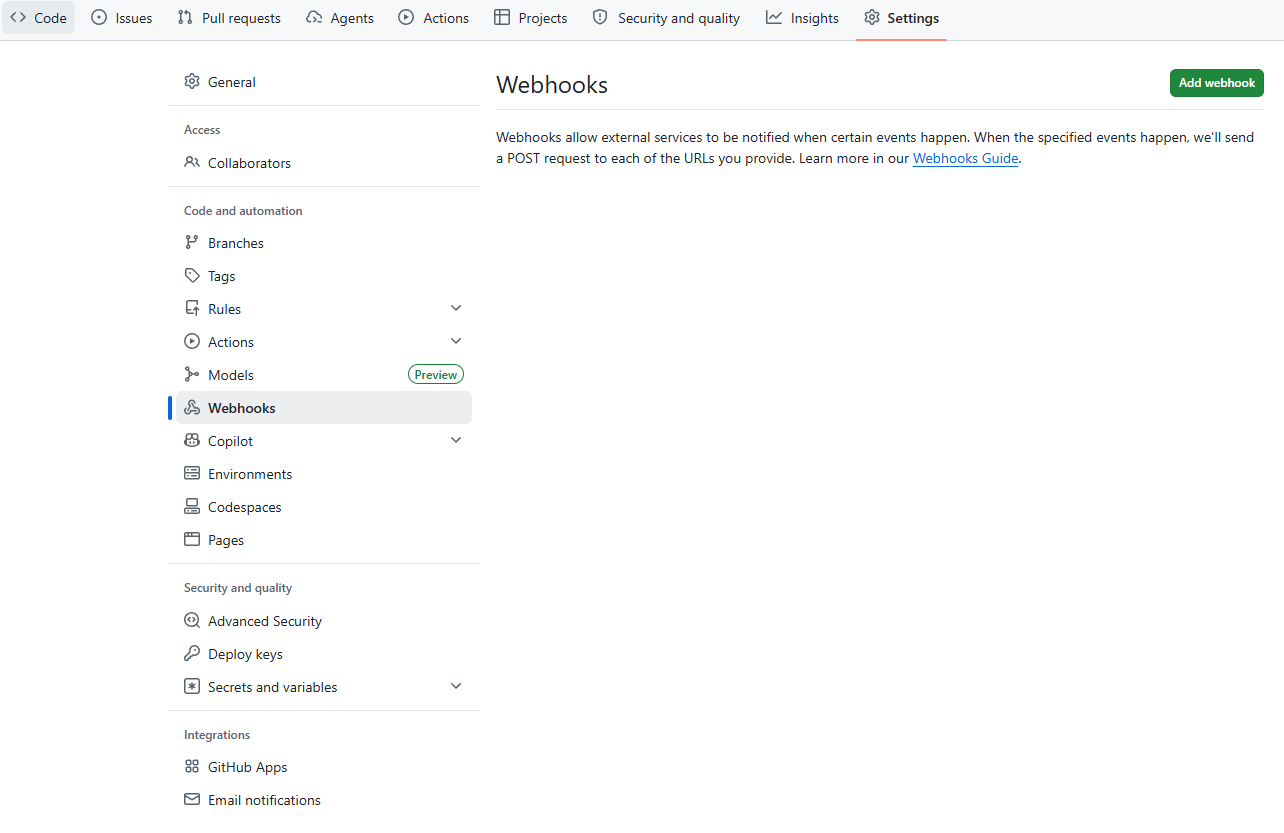 webhook 등록