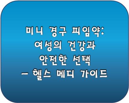 미니 경구 피임약 정보