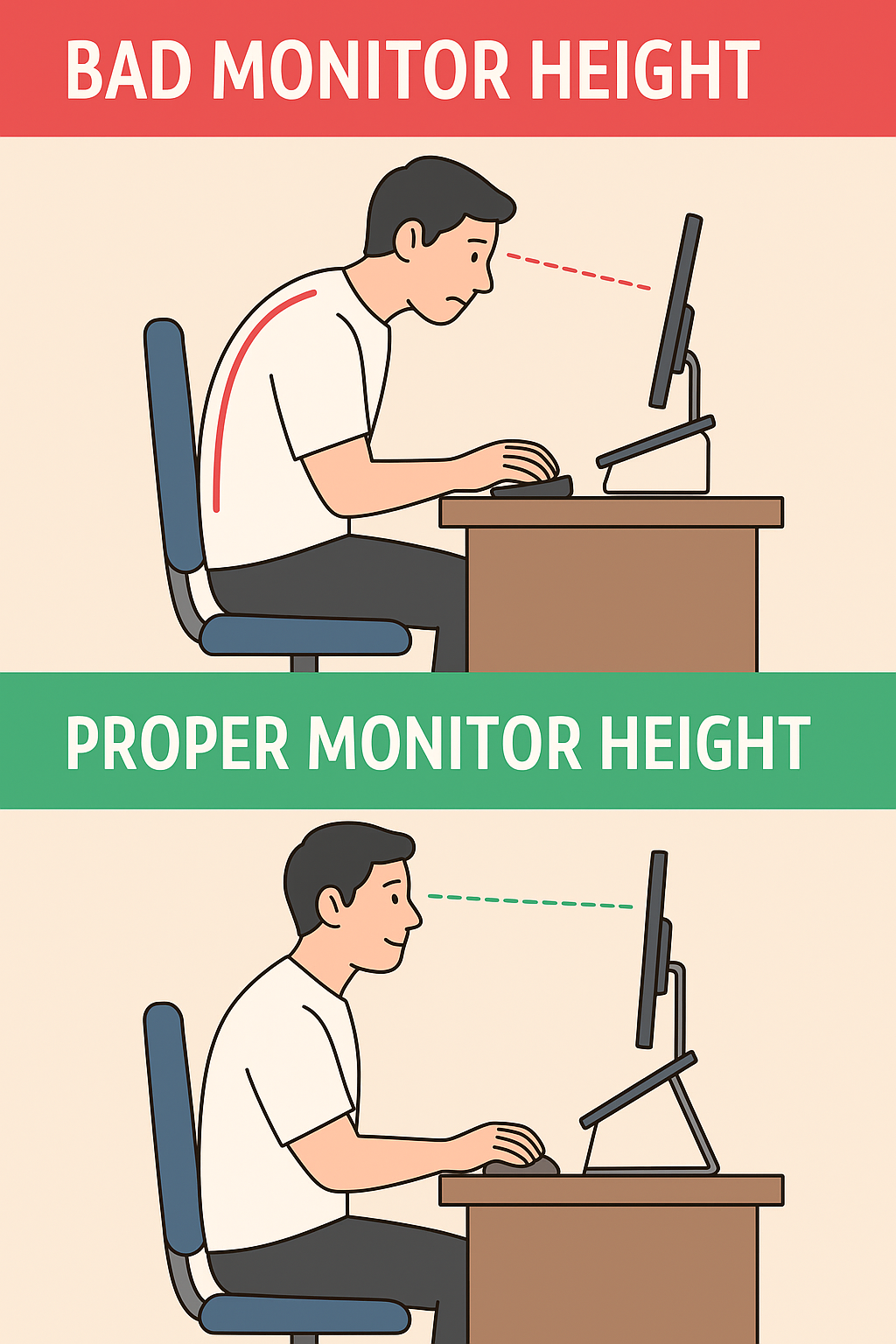 목디스크 모니터 높이