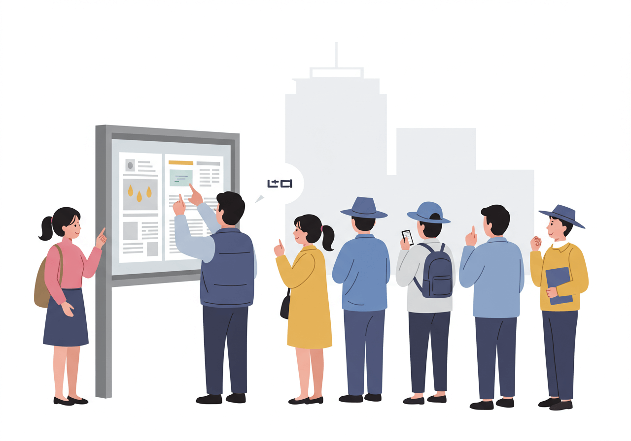 서울&middot;부산&middot;경기도 같은 광역 지자체에서 시민들이 공고문을 확인하는 장면 1