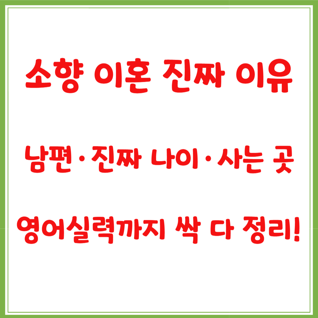 소향 이혼 진짜 이유 공개, 남편·진짜 나이·사는 곳·영어실력까지 싹 다 정리!