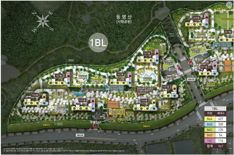 창원 롯데캐슬 포레스트 1BL 단지배치도