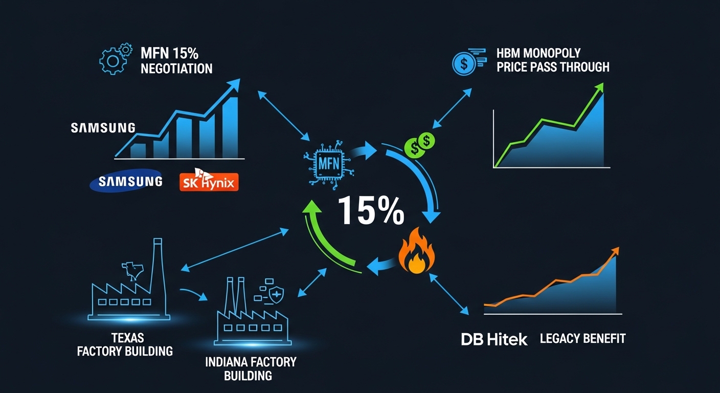 한국 반도체 100% 관세 영향 삼성전자 SK하이닉스 최혜국 15% 관세 미국 현지 공장 면제 가능성
