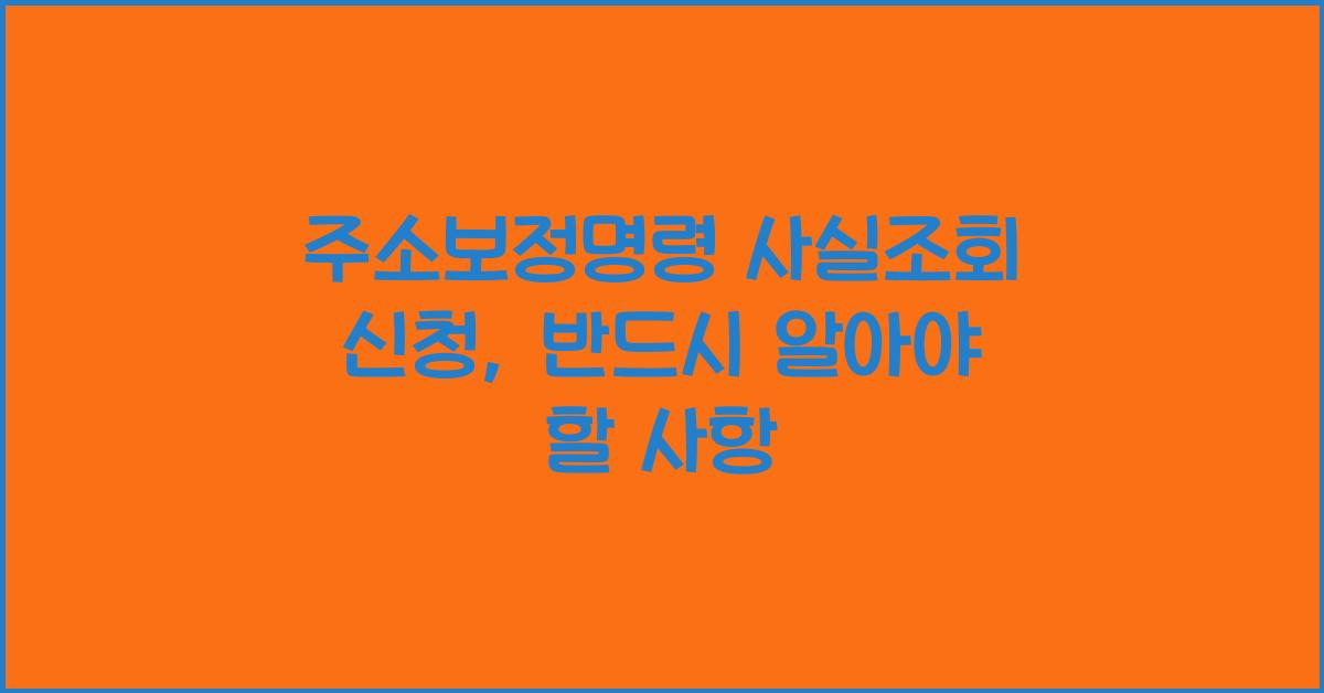 주소보정명령 사실조회 신청