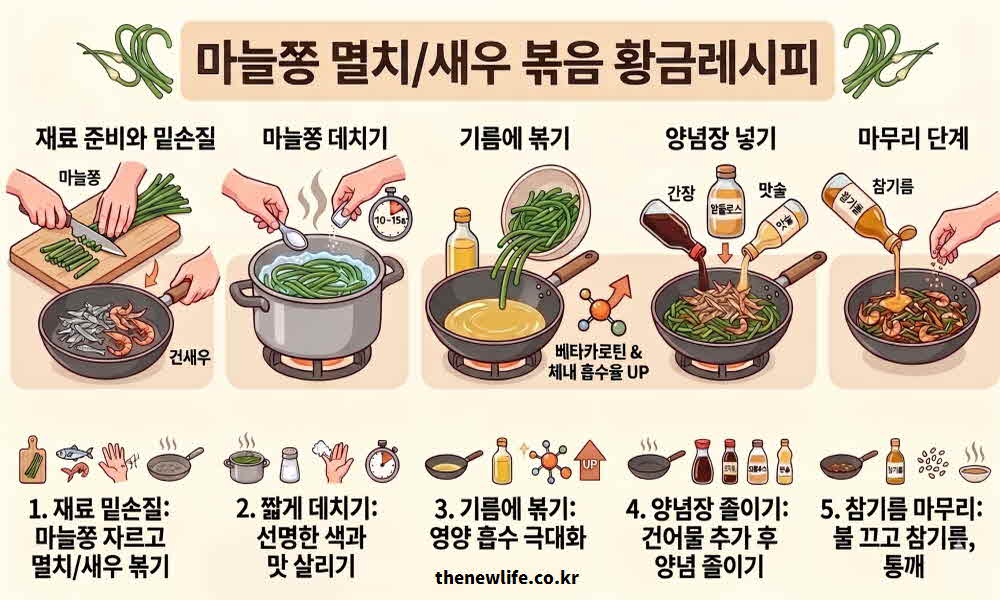 마늘쫑 멸치 새우 볶음 황금레시피