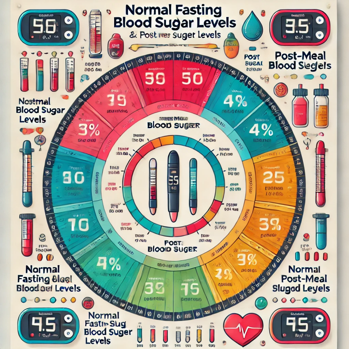 공복 혈당과 식후 혈당 정상 수치를 비교한 시각적 표