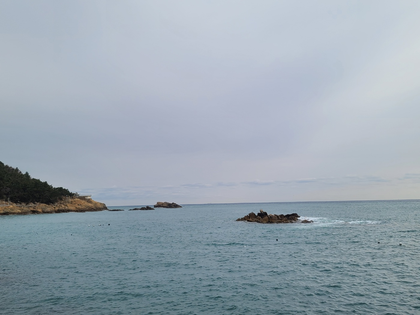 황학대에서 바라본 학리쪽 바다(왼쪽으로 커브를 틀면 학리마을입니다)