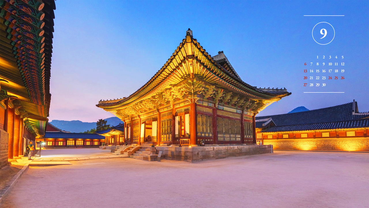04 경복궁 사정전 야경 A - 2026년9월 달력배경화면