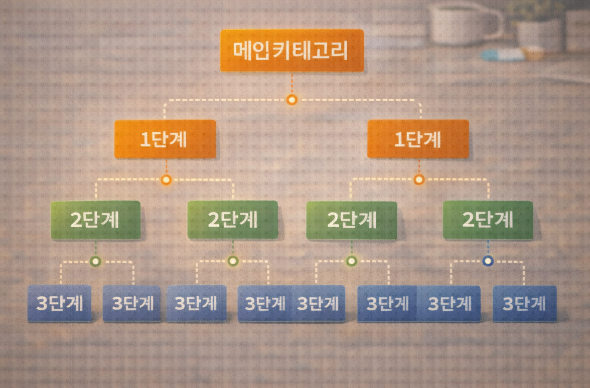 단계형 카테고리 구조를 보여주는 설계 흐름도 이미지