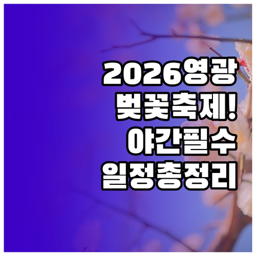 2026 영광 벚꽃 축제 일정과 야간..