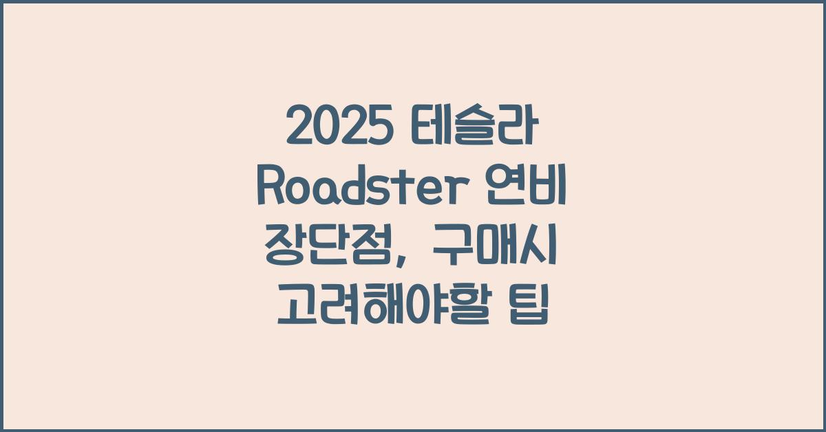 2025 테슬라 Roadster 연비 장단점