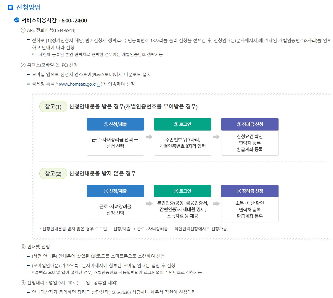 근로장려금 신청방법