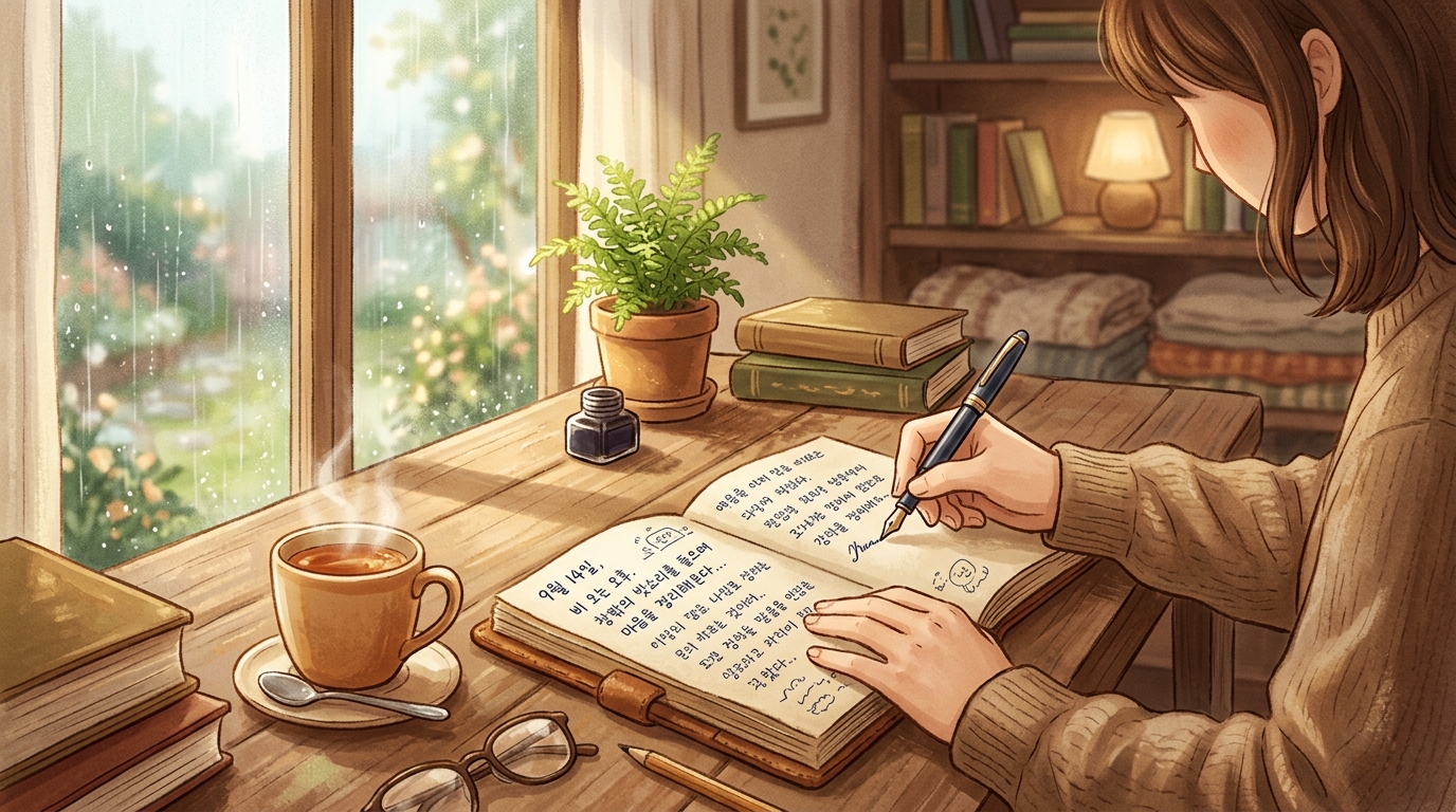 따뜻한 감사 일기 순간