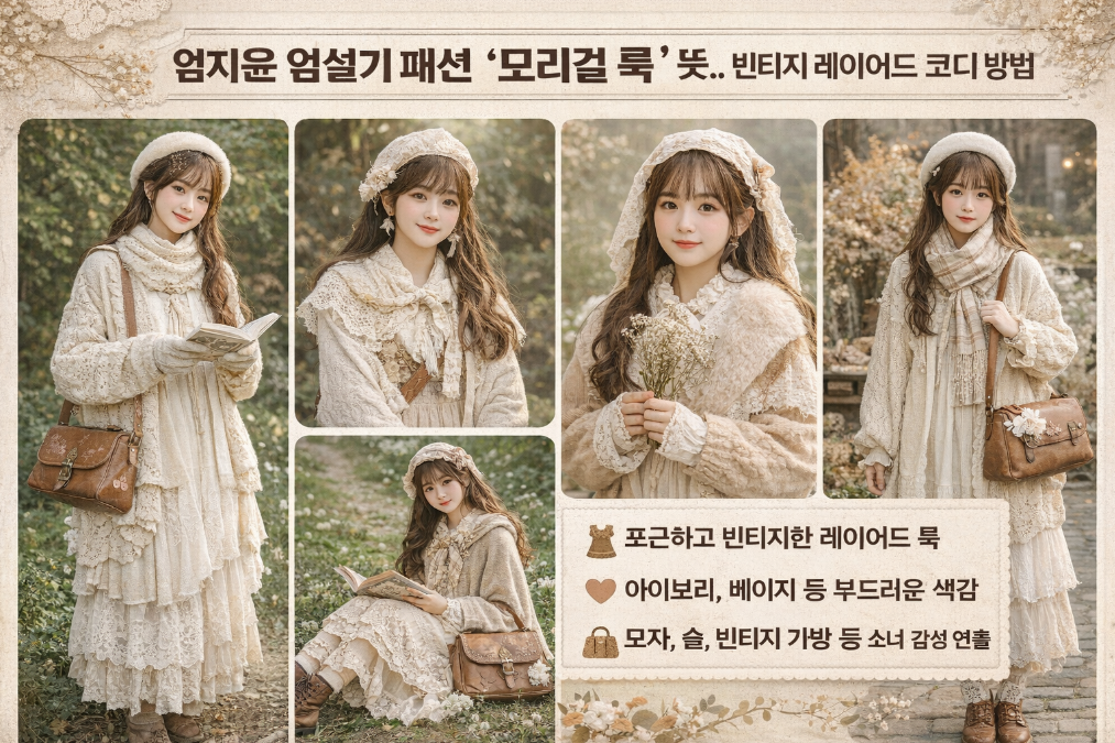 모리걸 룩 완벽 정리, 엄지윤 엄설기 빈티지 레이어드 코디법