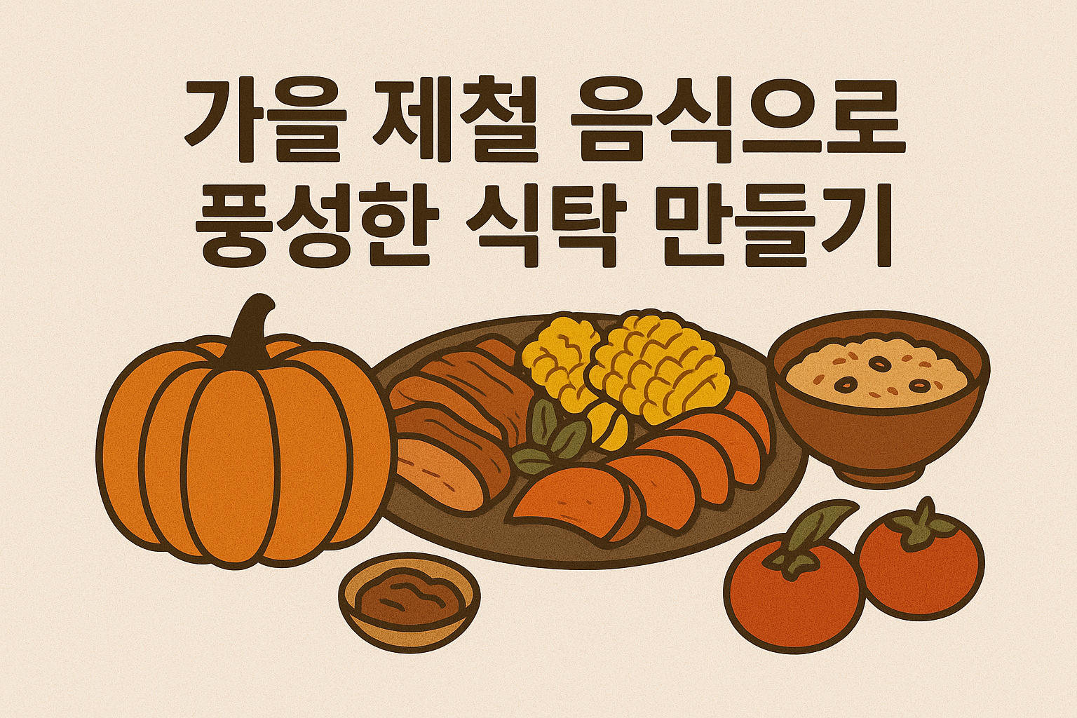 가을 제철 음식으로 풍성한 식탁 만들기 이미지
