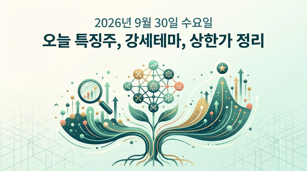 2026년 9월 30일 오늘 특징주, 강세테마, 상한가 종목 정리하기 16일차 썸네일 이미지