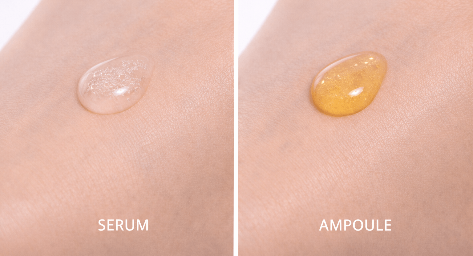 손등위 세럼과 앰플의 제형 비교