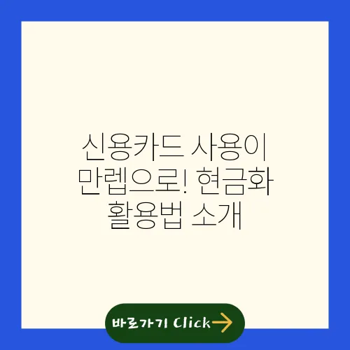 신용카드 사용이 만렙으로! 현금화 활용법 소개