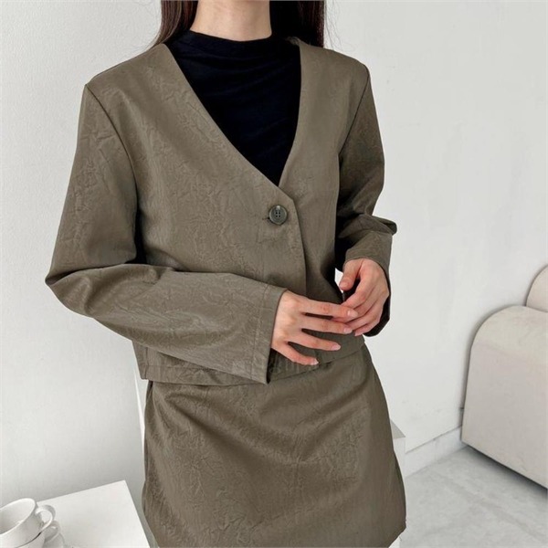 옷자락 여자 브이넥 슬림 가을셋업 정장자켓 미니스커트 세트
