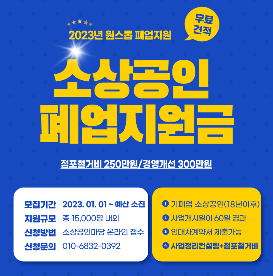 2023 소상공인철거지원금 폐업지원금 희망리턴패키지 신청방법